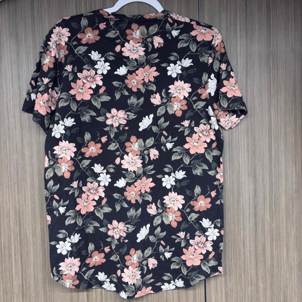 Abercrombie & Fitch Black Floral Soft Tee M Whimsigoth Cottagecore Boho Top - Picture 1 of 4